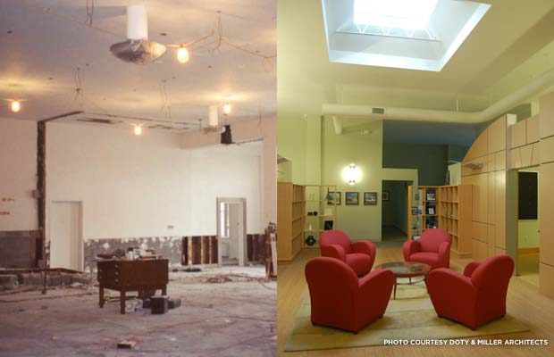 Renovated library space. Credit: Doty & Miller Architects