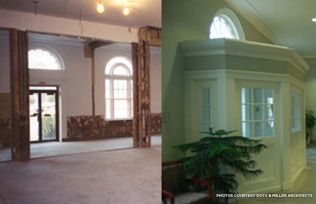 Renovated lobby space. Credit: Doty & Miller Architects